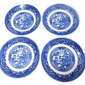 4 Royal USA Blue Willow Plate6.2" Ironstone transferware Chinoiserie Willow ware